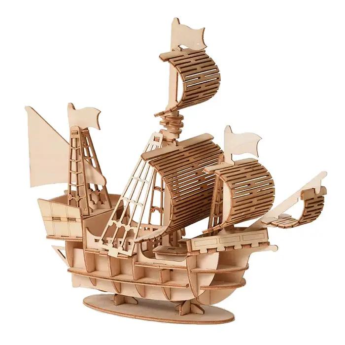 Puzzle 3D en bois pour voilier, modèle d'assemblage, bricolage, artisanat en bois, jouets cadeaux
