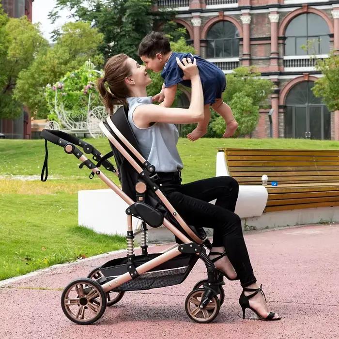 Système de voyage pour bébé 3-en-1 - Poussette pliable légère et landau, poussette portable avec cad