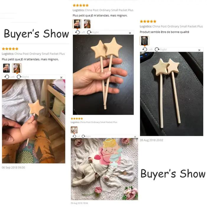 TeWindsor-Jouets en bois pour bébés, 50 pièces, en hêtre, étoile à ronger, bricolage, bâtons magique