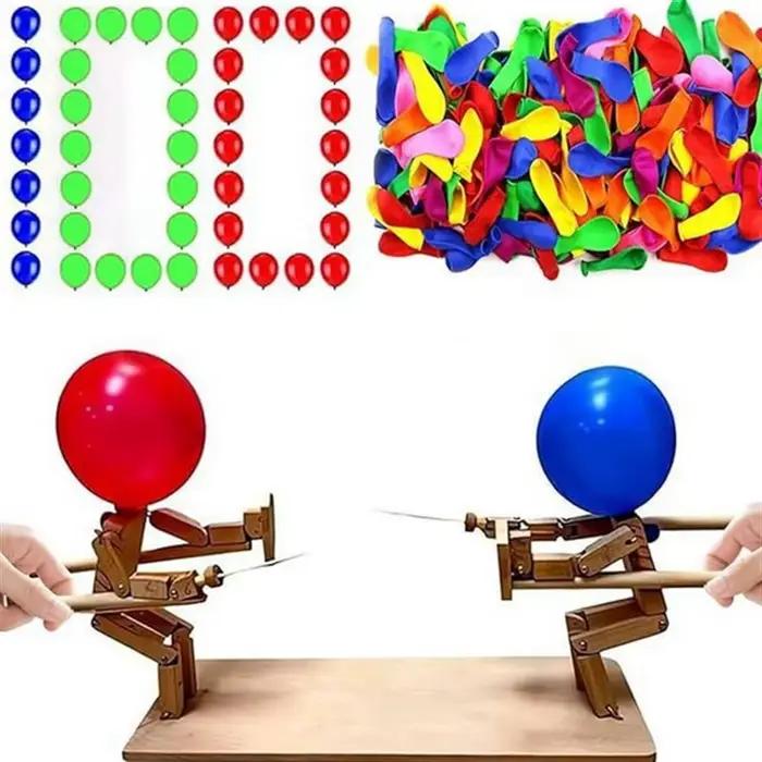 Jeu de combat de ballons pour 2 joueurs, bataille de ballons, clôture en bois faite à la main, tête 