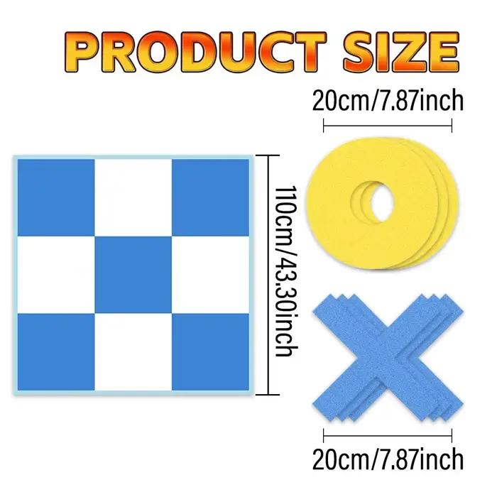 Grand jeu de Tic Tac Toe géant avec tapis de jeu à grille damier géante et marqueurs X O en feutre p