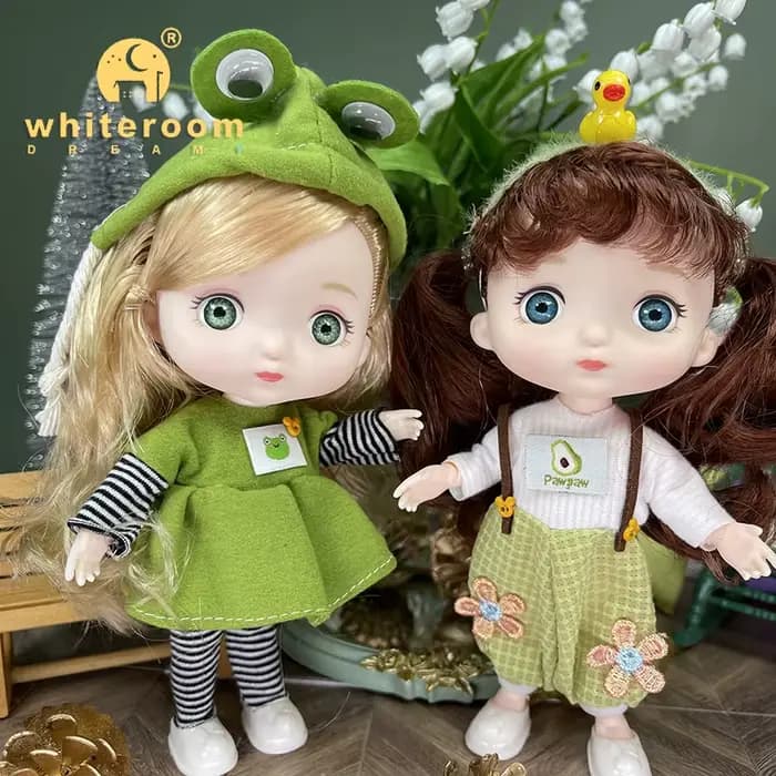 Poupée 16cm BJD Mini poupée pour filles garçon vêtements 13 jouet articulé mobile bébé bleu vert gra