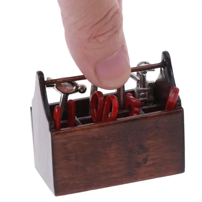 Boîte à outils Miniature pour maison de poupée 1:12, ensembles d'outils faits à la main, modèle acce