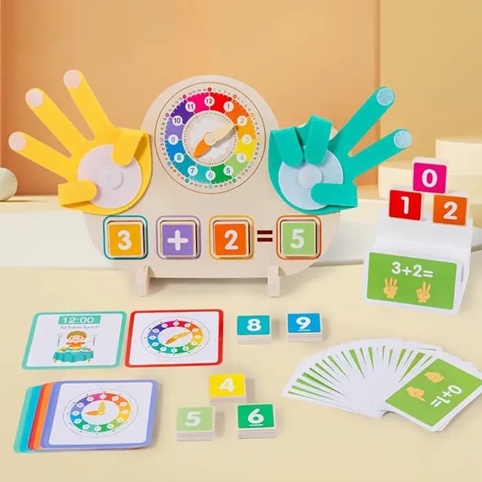 Horloge, jouet d'apprentissage de l'arithmétique deux-en-un, outils pédagogiques pour la cognition d