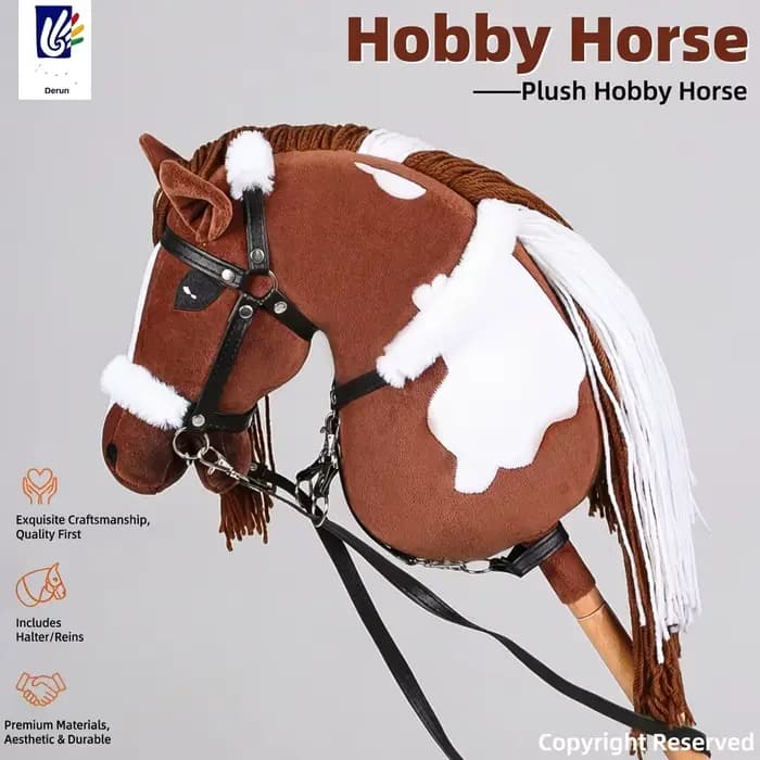 Cheval à bascule en peluche douce pour enfants avec rênes, jouet léger à chevaucher pour développer 