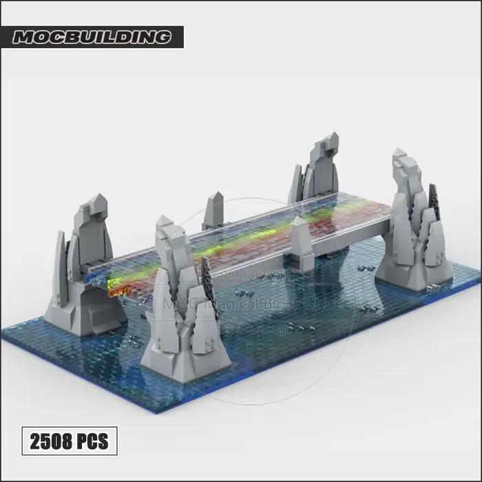 MOC-décennie s de construction de pont Thor Bifrost endommagé, briques technologiques d'architecture