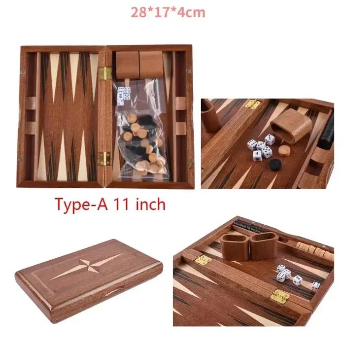 Jeu d'échecs de luxe en bois de 11 à 17 pouces, grand jeu de Backgammon pliable, fait à la main, jeu