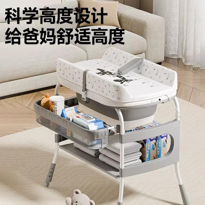 Table à langer 2-en-1, table de soins pour bébé, table de massage pour nouveau-né, table à langer mu