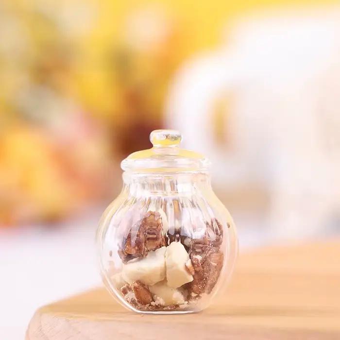 Mini bouteille ronde en verre pour maison de poupée 1:12, modèle de bonbonnière, 1 pièce