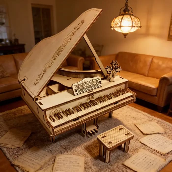 Piano puzzle 3D en bois, modèle en bois DIY, parfait comme anniversaire, Halloween, Pâques, Noël ou 