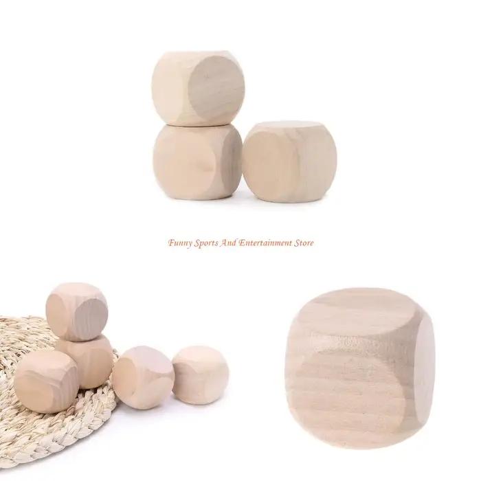 C4DE blocs carrés inachevés, Cubes en bois à 6 faces, arrondis, projets d'artisanat bricolage