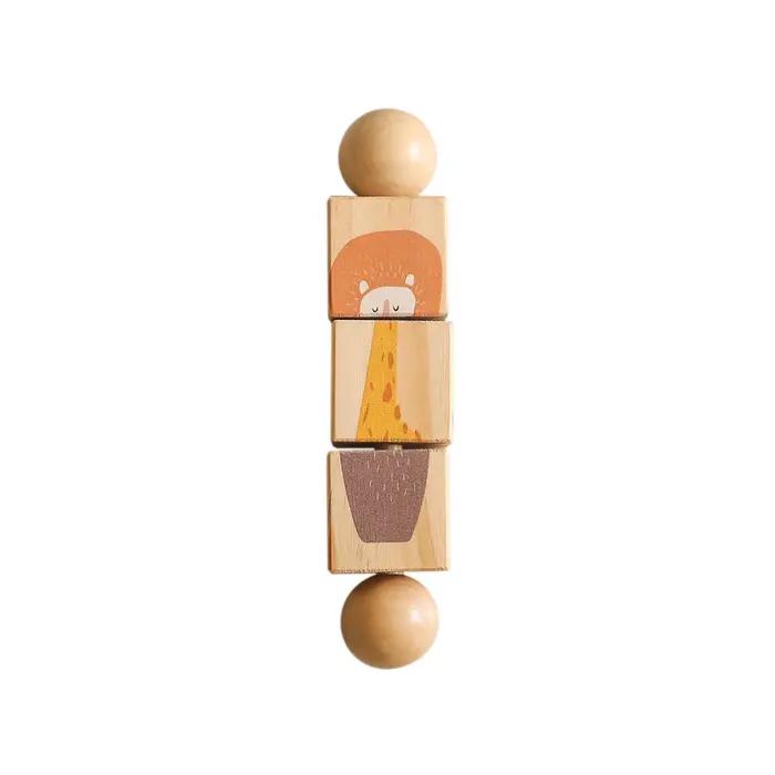 Blocs en bois pour bébé, jouet pour enfants, Cube à Six côtés, puzzle, jeu de la circulation animale
