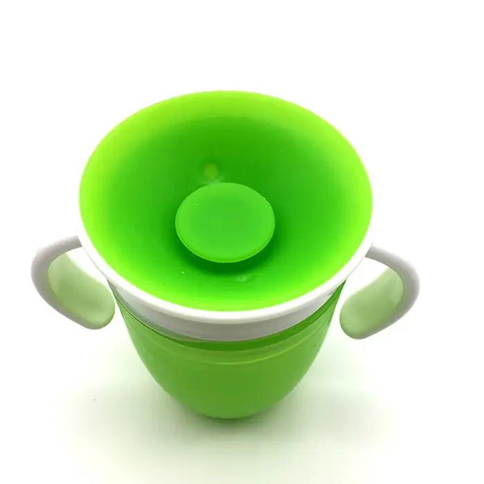 360 degrés peuvent être tournés bébé apprentissage tasse à boire avec Double poignée couvercle rabat