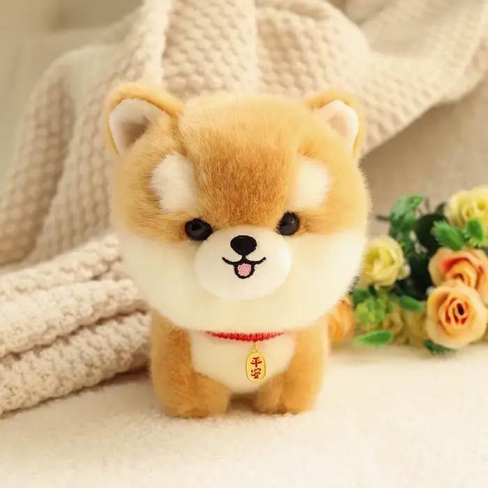 ZU Kawaii Teddy animaux de compagnie réaliste moelleux chiot doux poupée mignon petit Chow poméranie