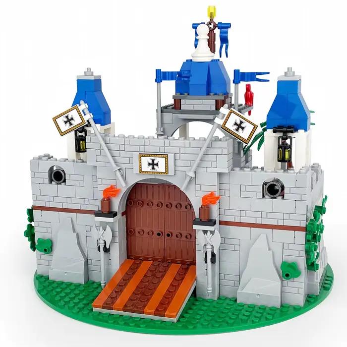 Modèle de château médiéval en blocs de construction MOC, château de chevalier vintage, briques techn