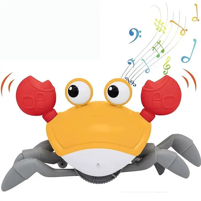 Jouet de bébé crabe rampant, crabe interactif musical pour le temps sur le ventre des nourrissons, c