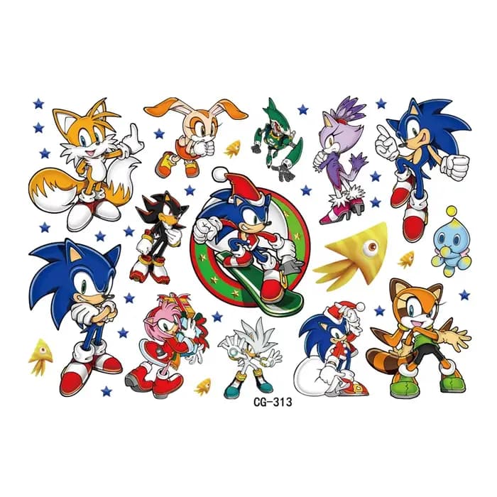 Autocollants aquatiques de dessins animés Sonic, autocollants de tatouage, jouets décoratifs de pers