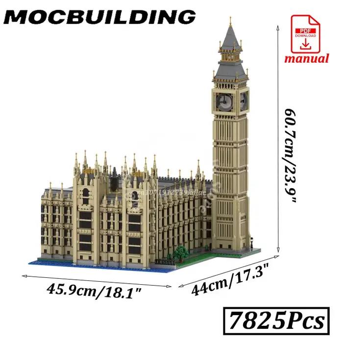 Briques de construction de la tour Elizabeth MOC, tour de PET, Londres, Angleterre, Big Ben, modèle 