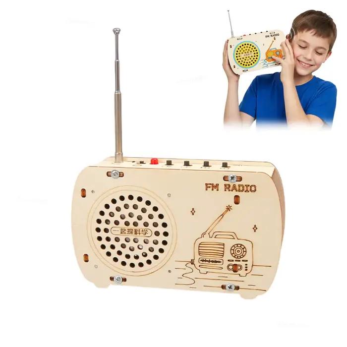 Kit Radio en Bois DIY Rétro FM – Jouet Éducatif STEM, Kit d'Expérimentation Scientifique, Puzzle 3D,