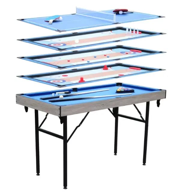 Table de jeu multifonctionnelle 54 "5 en 1, Table de billard, Hockey coulissant, Tennis de Table, Bo