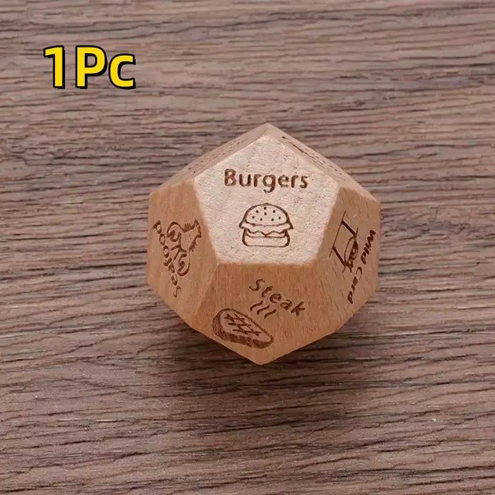 Dés en bois à 12 faces, 1 pièce, dîner romantique, Date, jeu de nuit, dés de fête sur le thème des a