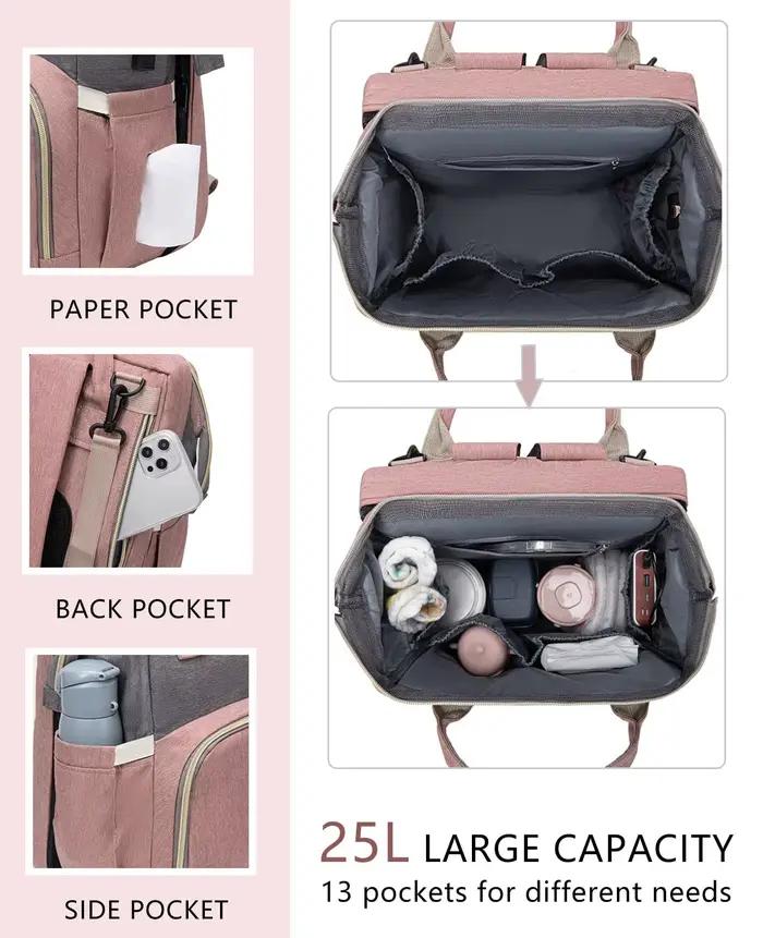 Sac à dos pour couches avec matelas à langer, grande capacité, sac de voyage pour bébé pour maman, i