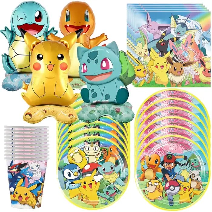 Fournitures de décoration de fête d'anniversaire Pokemon Pikachu écureuil Charmander ballon en alumi