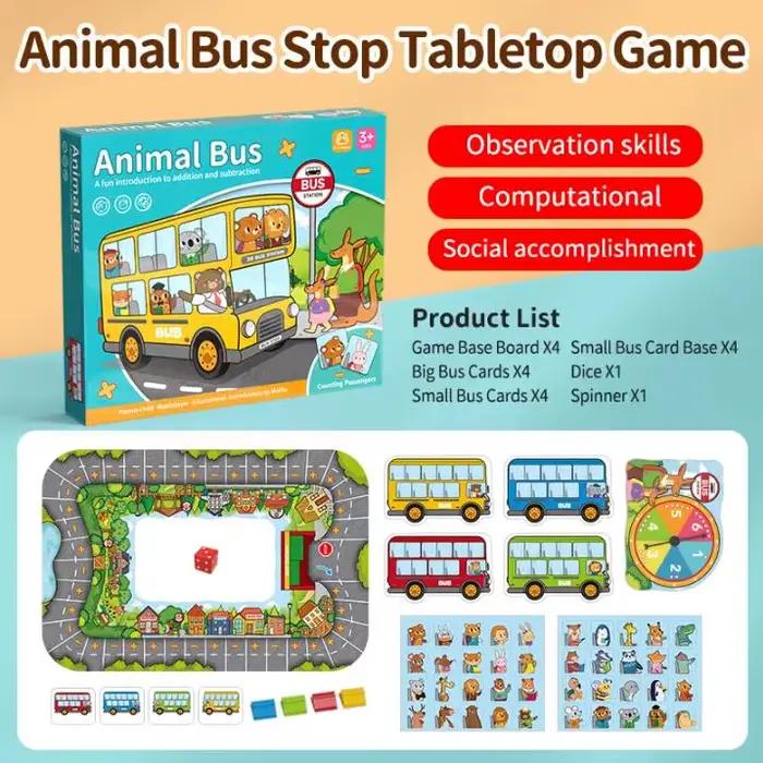 Jeu de table pour enfants, Bus Animal Stop, jeu de société Parent-enfant, jouets éducatifs précoces,