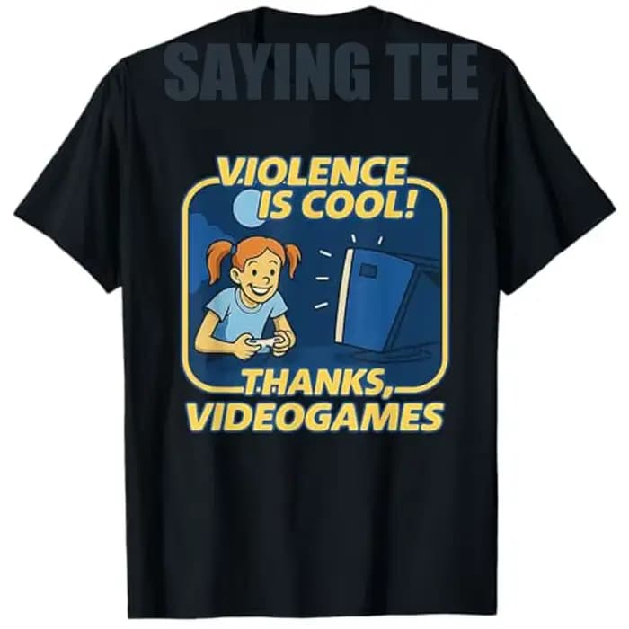 La violence est cool! Merci, jeux vidéo T-Shirt contrôleur de joueur disant T-Shirt nouveauté cadeau