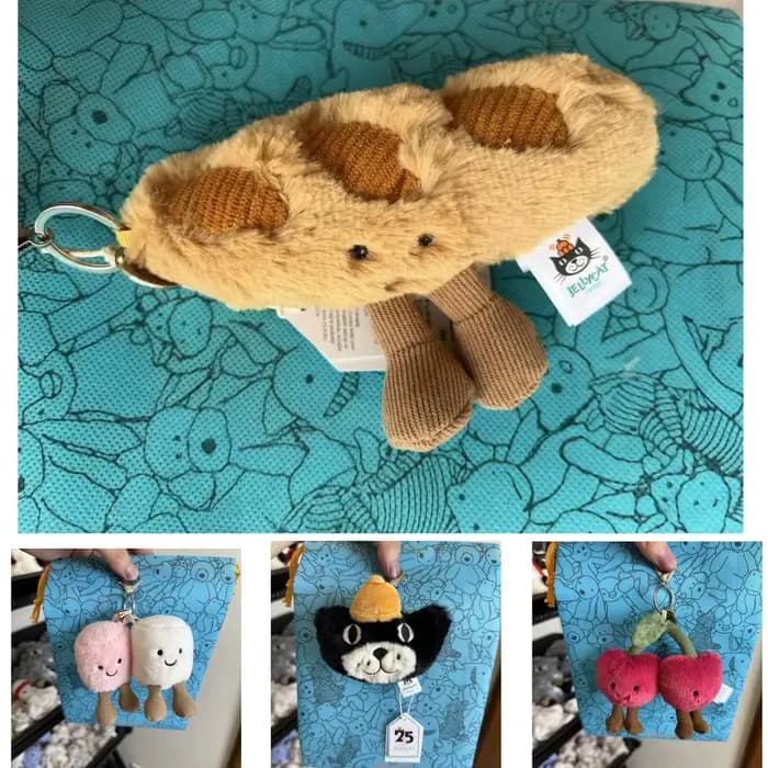 Peluche coton chat bonbons bicolore joli doux bicolore porte-clés croissant peluche porte-clés ceris