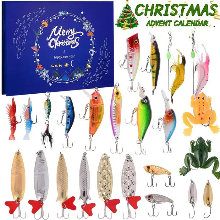 Calendrier de l'Avent pêche compte à rebours de noël-ensemble de leurres de pêche de 24 jours pour F