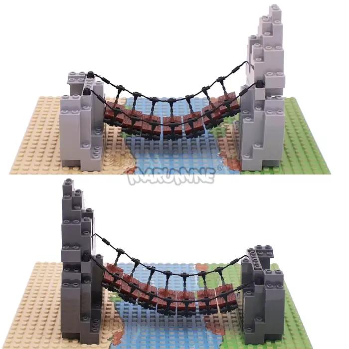Marmine MOC blocs pont à tirage ensemble montagne Jungle forêt Construction briques de Construction 