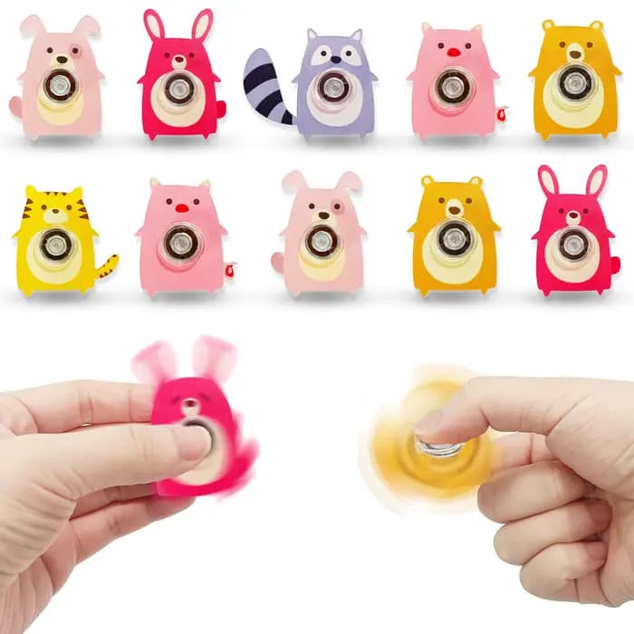 Jouet gyroscopique créatif en acrylique, 6 pièces, Animal chat chien renard Fidget Spinners, jouets 