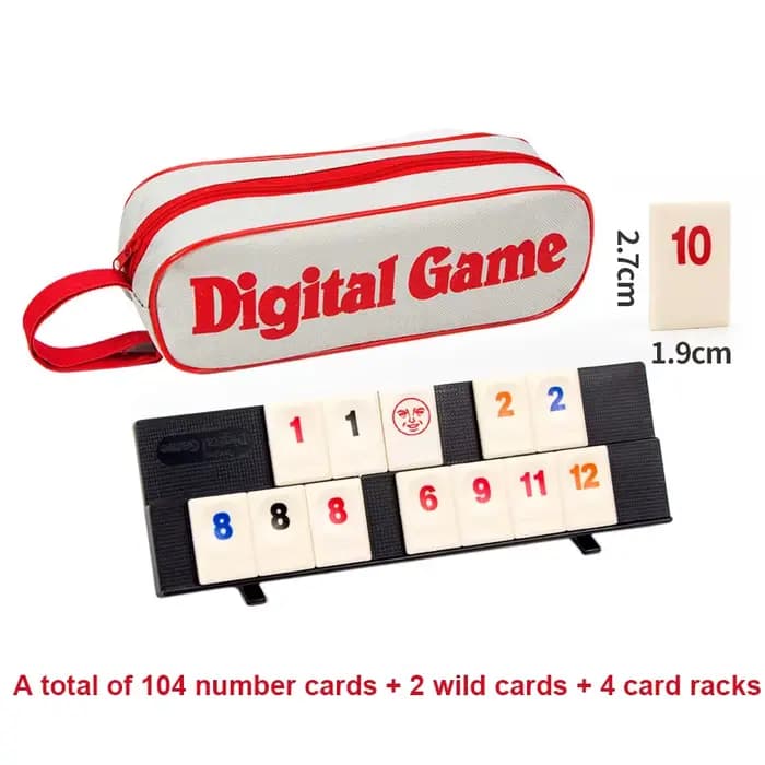 Jeu de Rummy Cube avec 4 plateaux, 106 pièces, jeu de Rummy Cube avec étui portable, jeu de voyage d