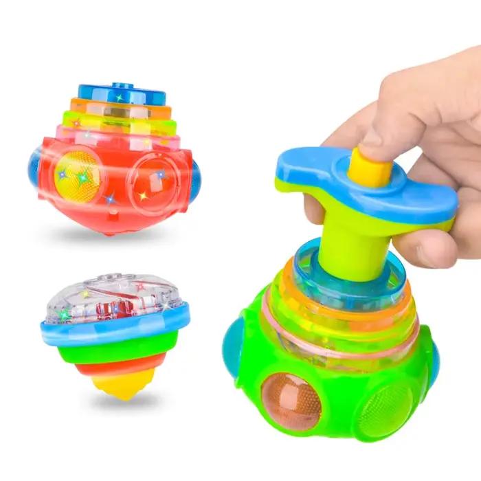 UFO-Toupie pouvez-vous roscope Clignotante pour Enfant, Jouet Lumineux, Piggy LED, Musique, Lanceur 