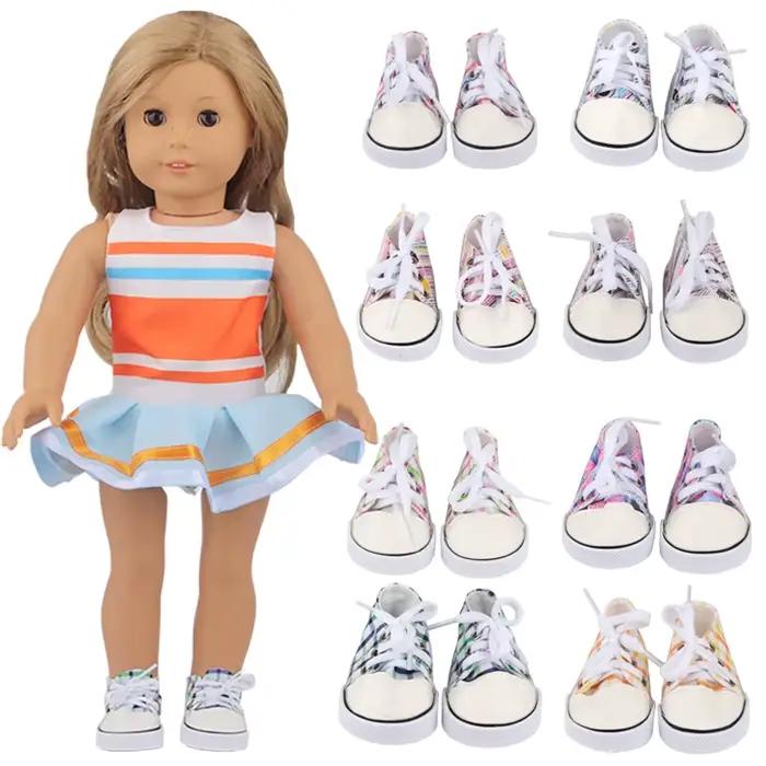 Chaussures de poupée en toile de 7 cm, 16 Styles, accessoires de vêtements, baskets pour bébé de 43c