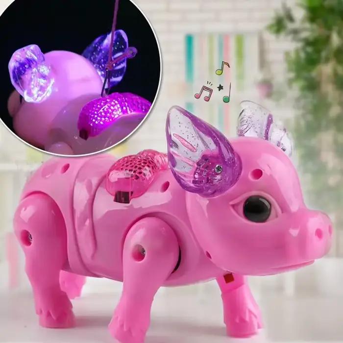 Jouet cochon de marche électrique de couleur rose