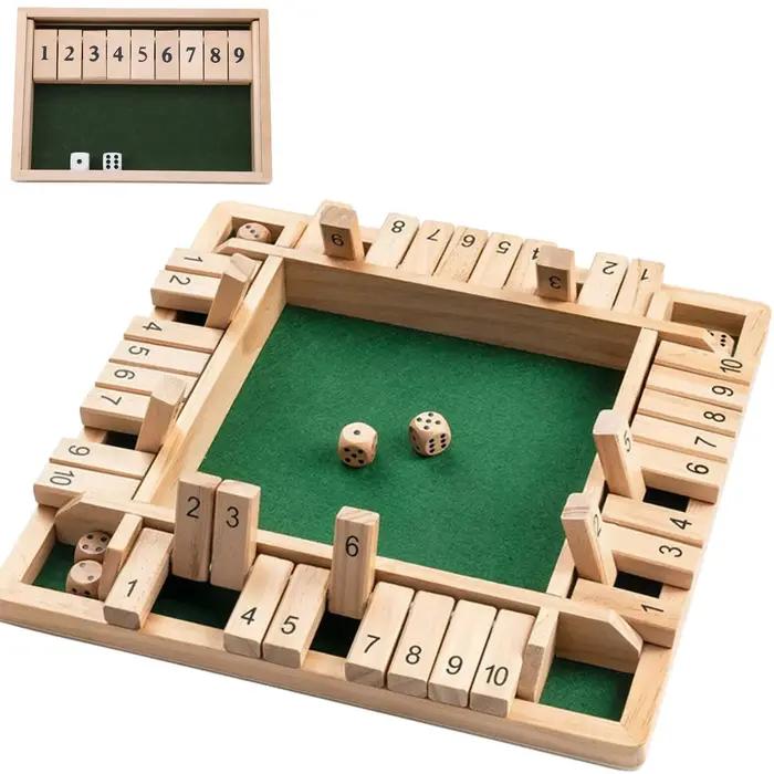 Flaps mathématiques en bois pour 2 à 4 joueurs et boîte de dés