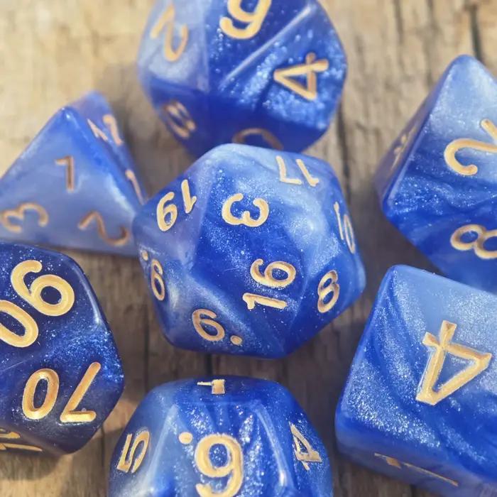 7 pièces/ensemble jeu de dés galaxie bleu et blanc D4 D6 D8 D10 D % D12 D20 dés D & D RPG donjons et Dragons jeu de bureau