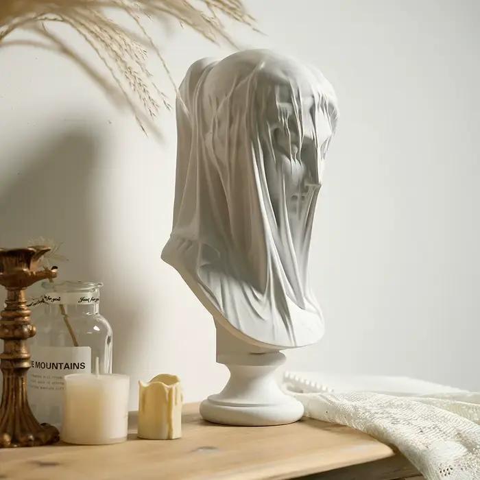 Statue de déesse grecque, buste de dame voilée, cadeaux classiques de la mythologie romaine, Sculpture de jeune fille, décorations d'étagère de bureau pour salon de maison