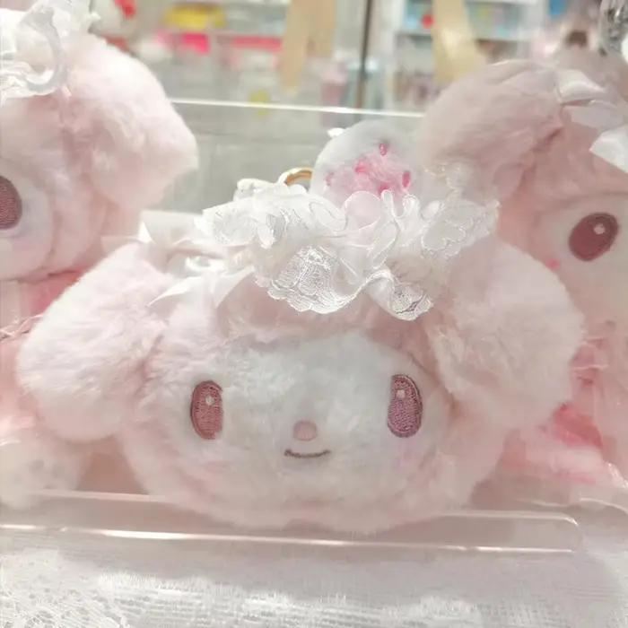 Porte-monnaie en peluche Kawaii My Melody Fraise, porte-clés, pendentif créatif pour sac à dos, cadeau d'anniversaire pour fille, décoration