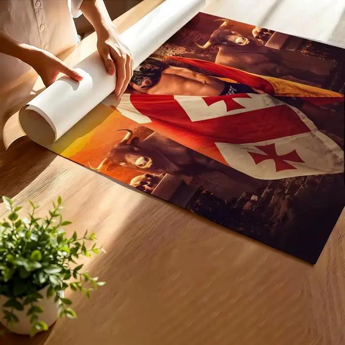Affiche de l'athlète Ilia Topuria, autocollants d'affiche haute définition, adaptés à la chambre à coucher, au salon, à la décoration de la maison