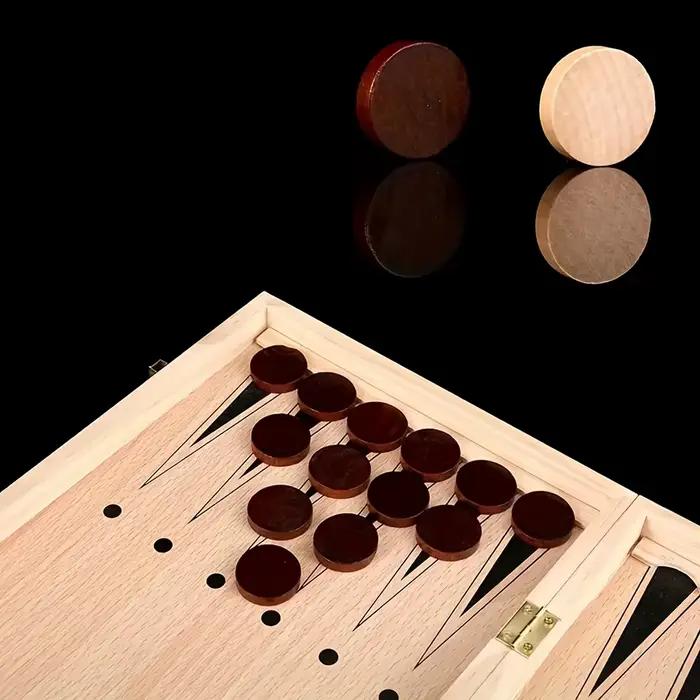 Jeu d'échecs en bois 3-en-1 de 24 cm/34 cm