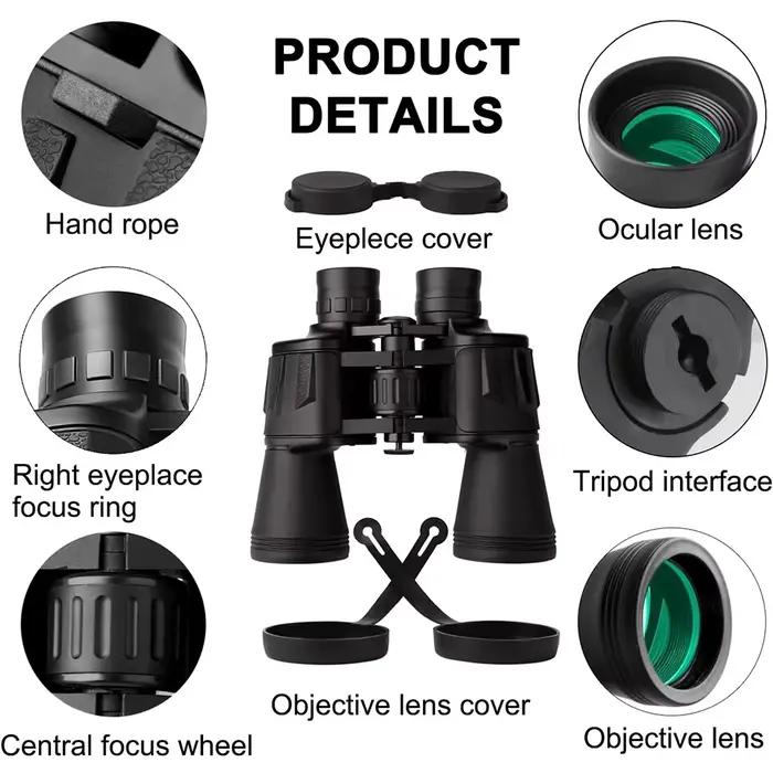 Jumelles militaires 20x50 pour adultes avec adaptateur de Smartphone avec prisme BAK4 lentille FMC télescope