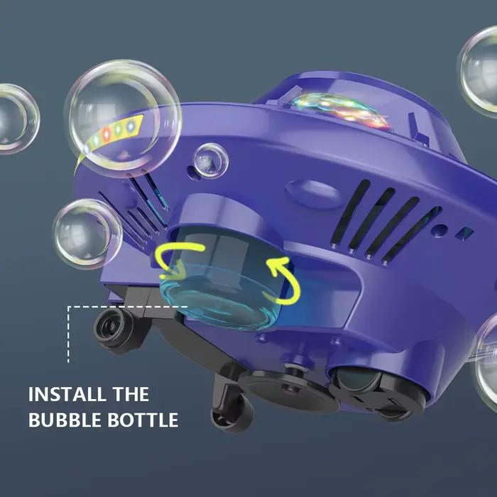 Machine à bulles UFO rotative avec éclairage clignotant et fonction anti-collision pour enfants jouant dehors occasions spéciales