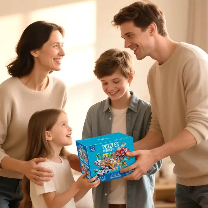 Puzzle de dessin animé sur le thème du trafic urbain, 24/30/35/48 pièces/ensemble, mini puzzle artistique, cadeau éducatif, jouet familial pour enfants et adultes