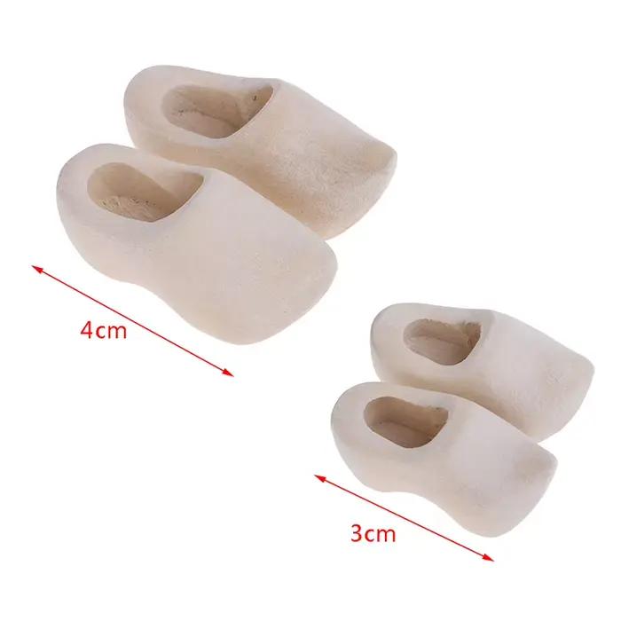 1Pair Doll House Miniature Wooden Shoes 3cm/4cm Simulation Scene Collocation Model DIY