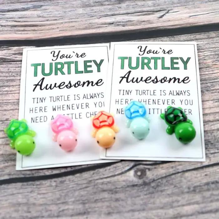 Mini cartes tortue câlin 20 pièces avec message inspirant «You're Turtley Awesome » - Parfaites pour les cadeaux pour les amis et la famille