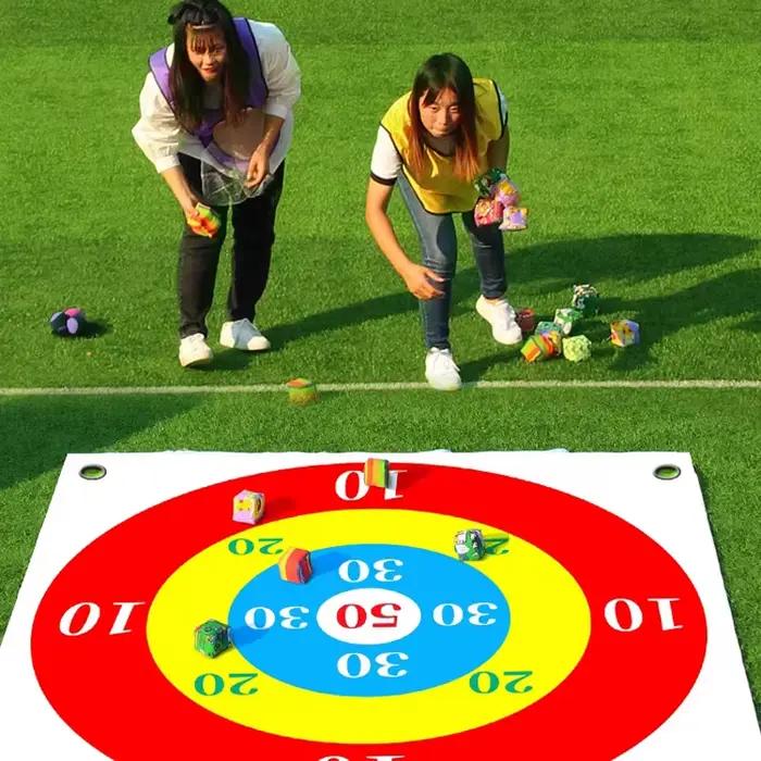 Jeu de lancer de cibles circulaires en sacs de sable et en coques de riz