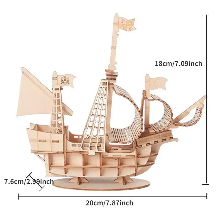 Puzzle 3D en bois pour voilier, modèle d'assemblage, bricolage, artisanat en bois, jouets cadeaux